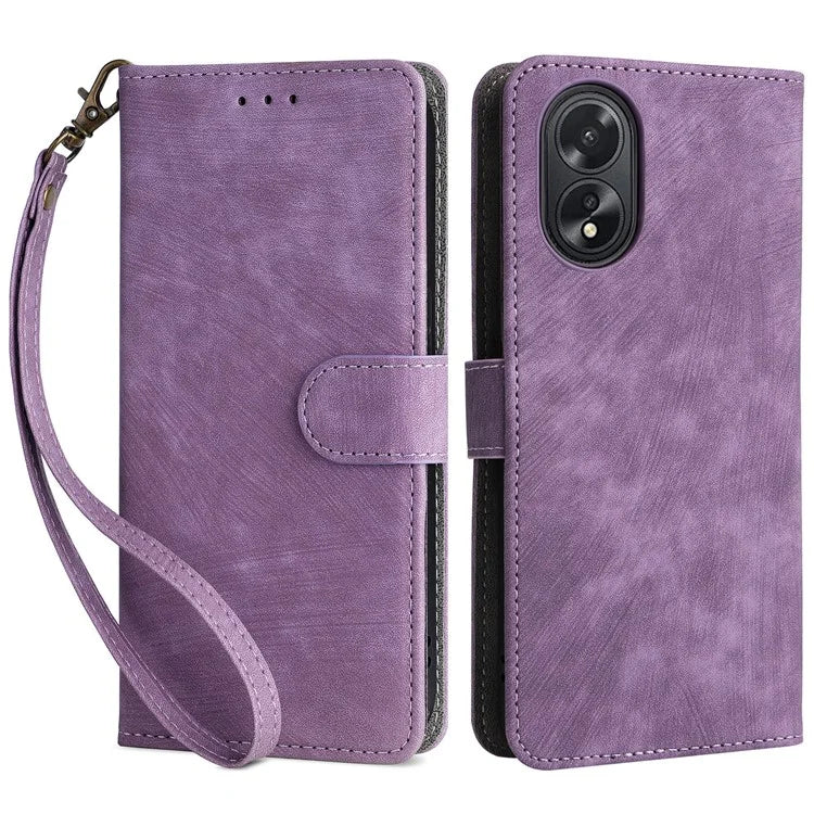 For Oppo A18 4G / A38 4G Leather Case RFID Blocking Wallet Phone Cover with Strap