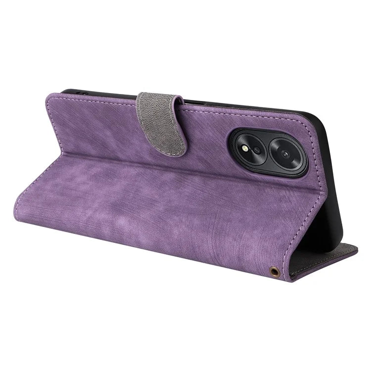 For Oppo A18 4G / A38 4G Leather Case RFID Blocking Wallet Phone Cover with Strap