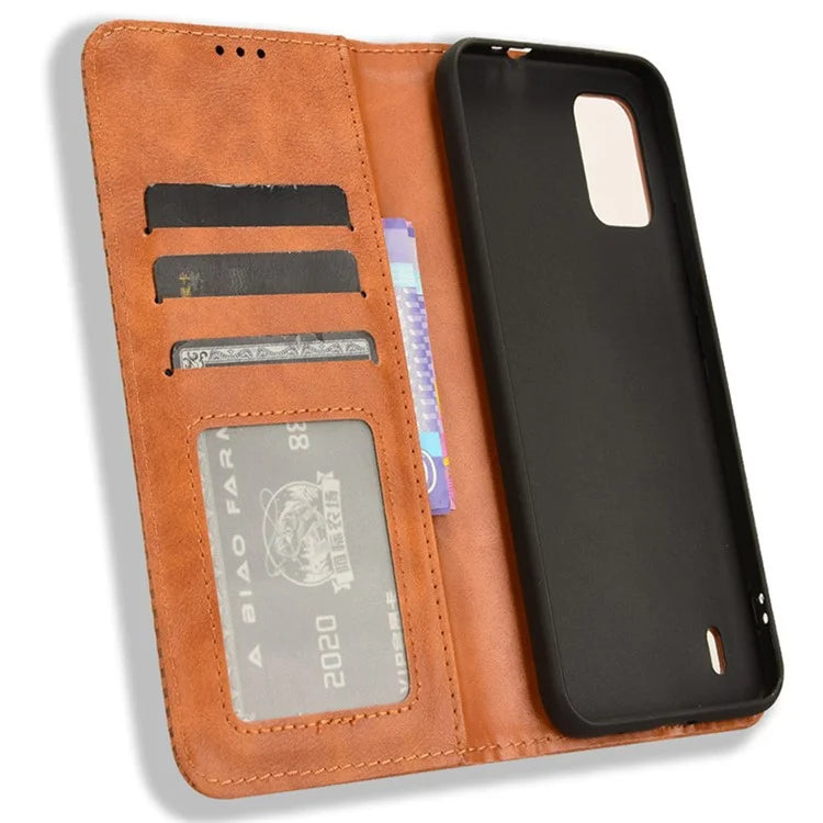 For Nokia C210 Case Wallet Retro PU Leather Protective Phone Cover