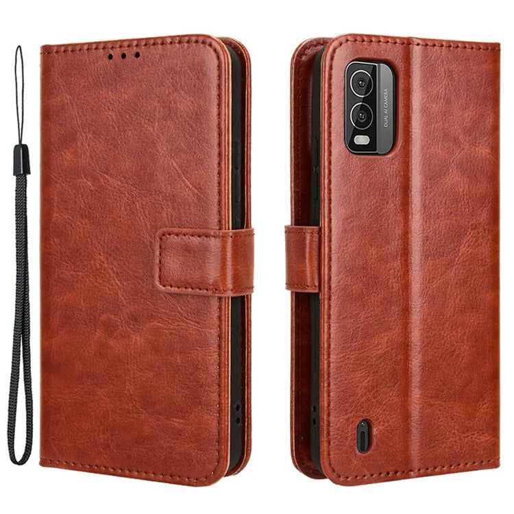 For Nokia C210 Leather Case Crazy Horse Texture Phone Wallet Cover