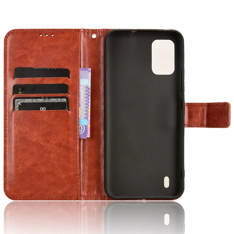 For Nokia C210 Leather Case Crazy Horse Texture Phone Wallet Cover