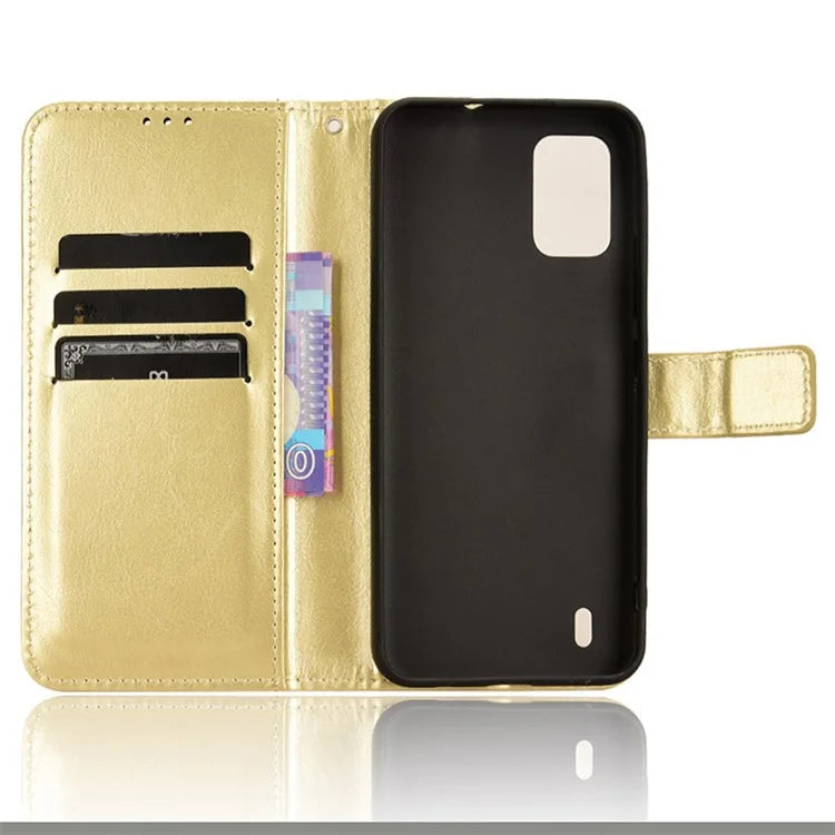 For Nokia C210 Leather Case Crazy Horse Texture Phone Wallet Cover