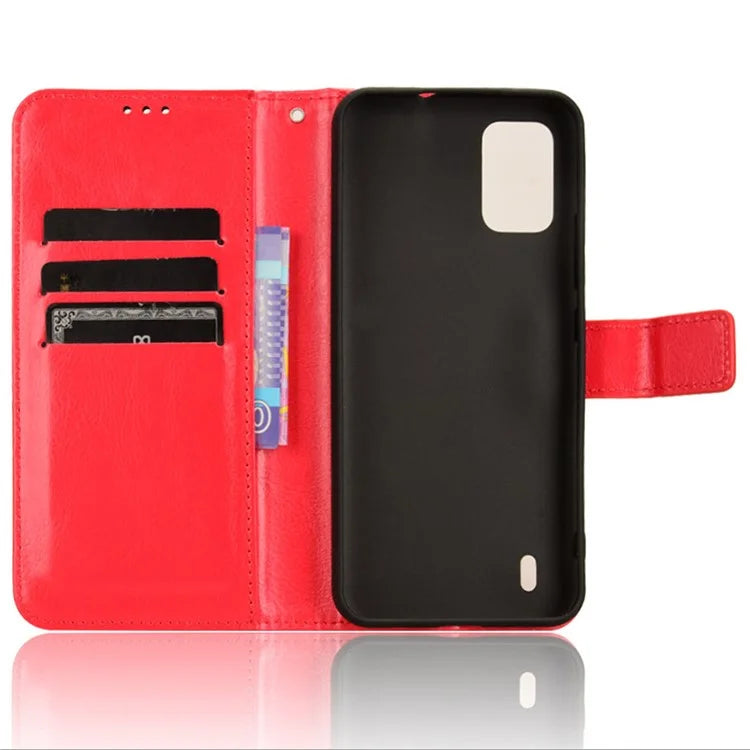 For Nokia C210 Leather Case Crazy Horse Texture Phone Wallet Cover