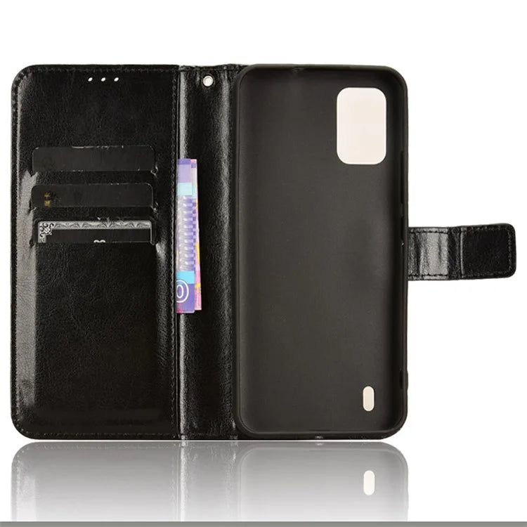 For Nokia C210 Leather Case Crazy Horse Texture Phone Wallet Cover