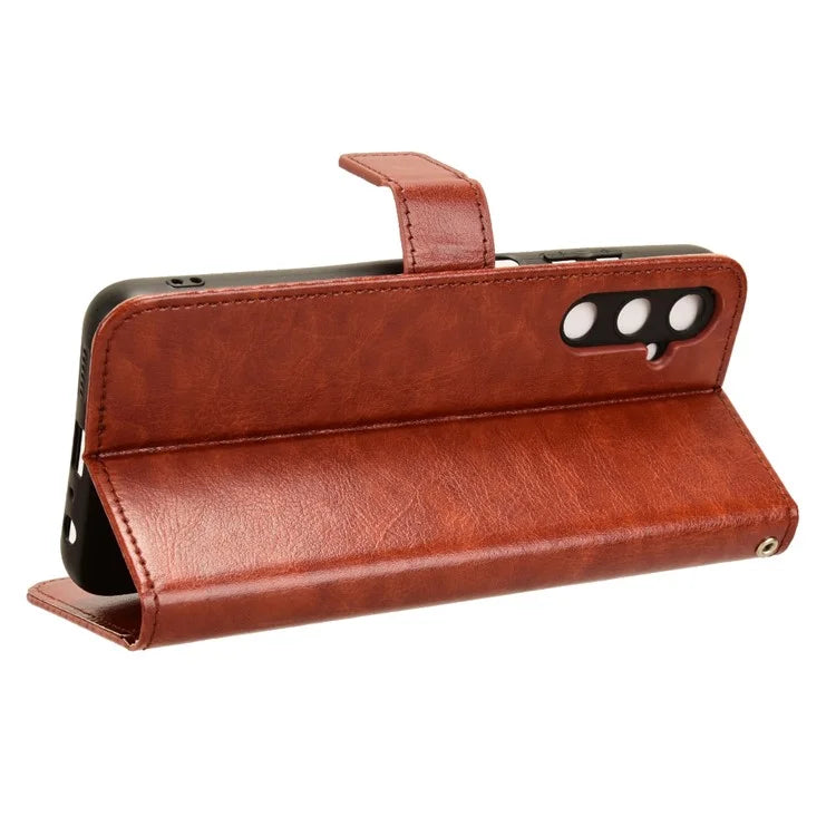 For Samsung Galaxy A05s 4G / M14 4G Case Crazy Horse Texture Stand Wallet Phone Cover