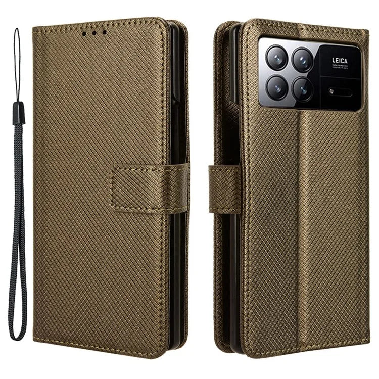For Xiaomi Mix Fold 3 5G Phone Case Diamond Texture PU Leather Cover with Wallet