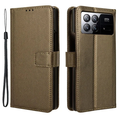 For Xiaomi Mix Fold 3 5G Phone Case Diamond Texture PU Leather Cover with Wallet