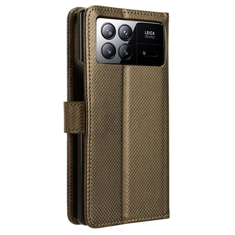 For Xiaomi Mix Fold 3 5G Phone Case Diamond Texture PU Leather Cover with Wallet