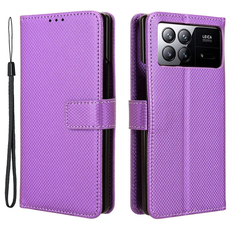 For Xiaomi Mix Fold 3 5G Phone Case Diamond Texture PU Leather Cover with Wallet