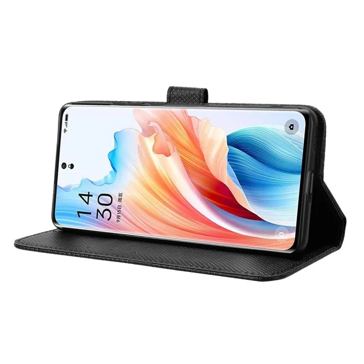 For Oppo A2 Pro 5G Case Diamond Texture Wallet PU Leather Phone Cover