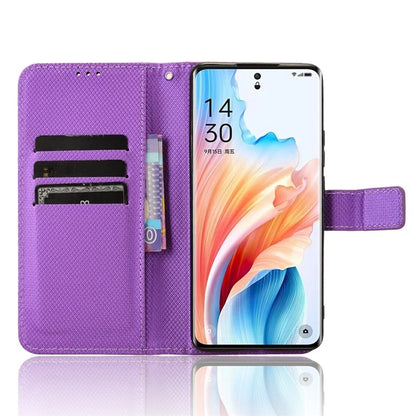 For Oppo A2 Pro 5G Case Diamond Texture Wallet PU Leather Phone Cover