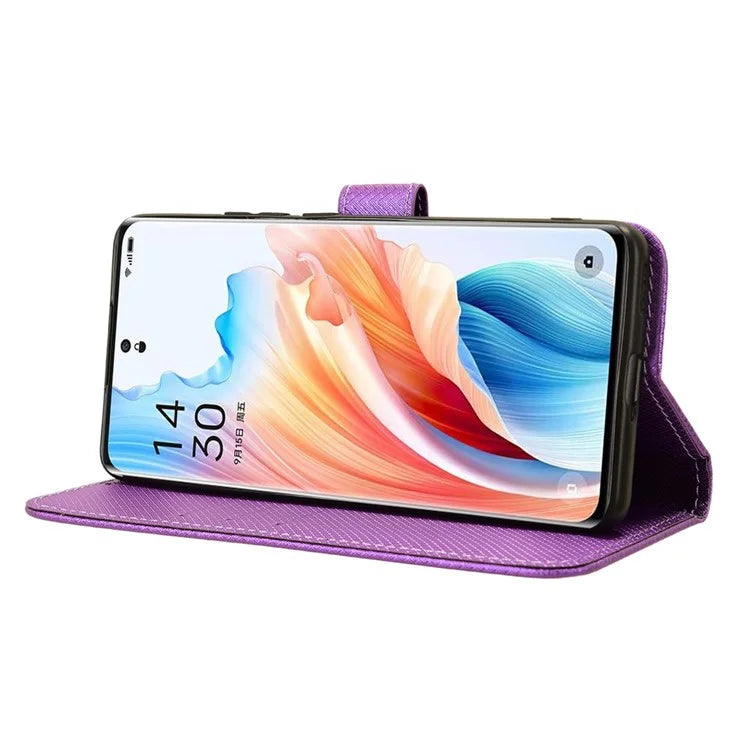 For Oppo A2 Pro 5G Case Diamond Texture Wallet PU Leather Phone Cover