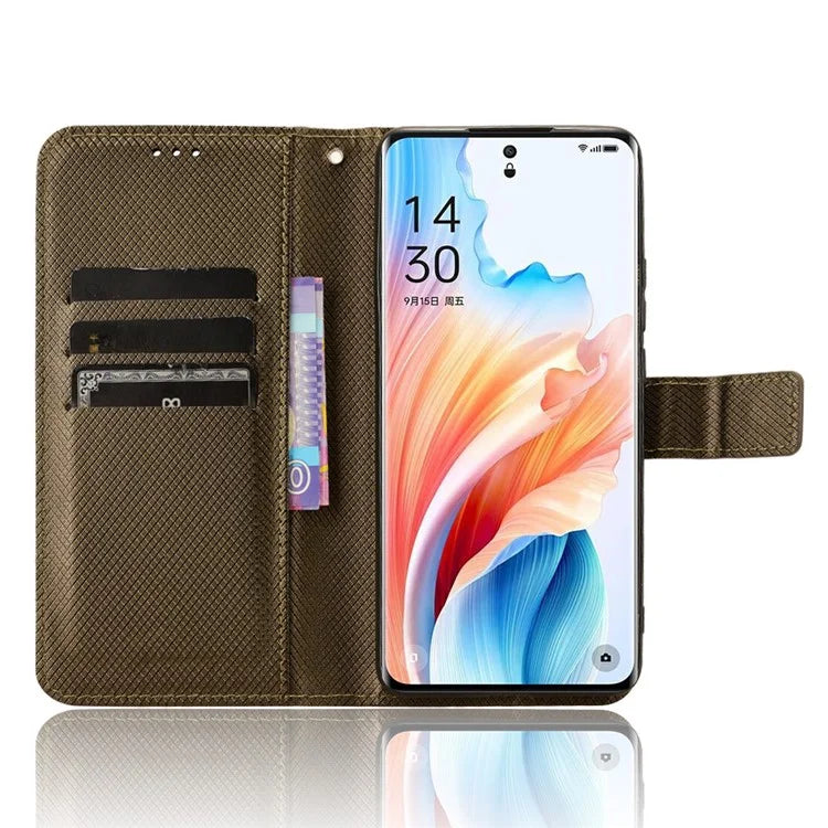 For Oppo A2 Pro 5G Case Diamond Texture Wallet PU Leather Phone Cover