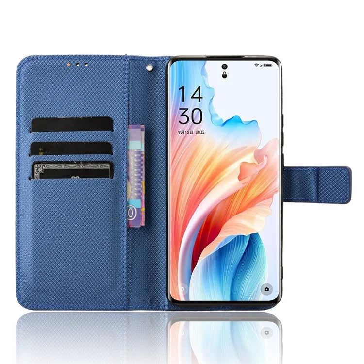 For Oppo A2 Pro 5G Case Diamond Texture Wallet PU Leather Phone Cover