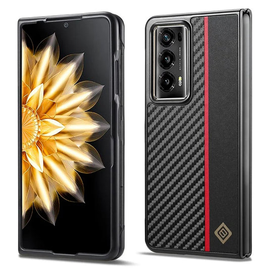 LC.IMEEKE For Honor Magic V2 5G Case Carbon Fiber Texture Folding Phone Cover