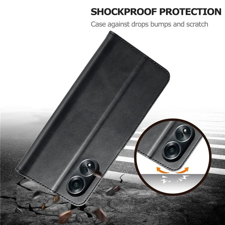 LC.IMEEKE Phone Shell for Oppo A78 4G Case PU Leather Stand Wallet Cover