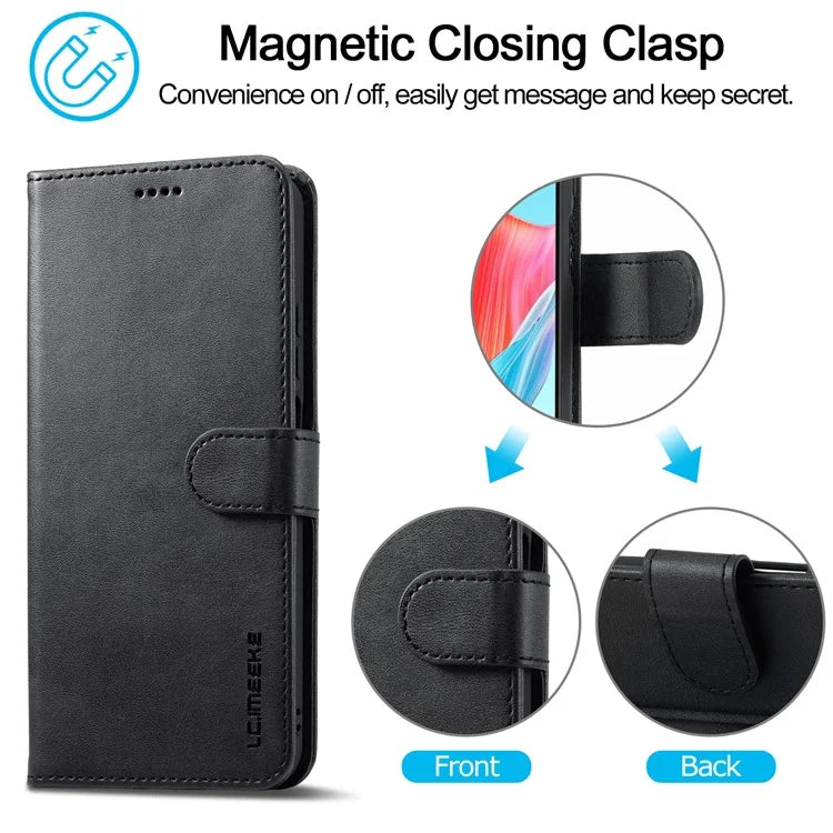 LC.IMEEKE Phone Shell for Oppo A78 4G Case PU Leather Stand Wallet Cover