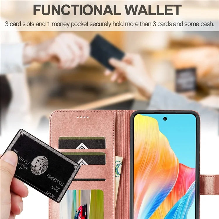 LC.IMEEKE Phone Shell for Oppo A78 4G Case PU Leather Stand Wallet Cover