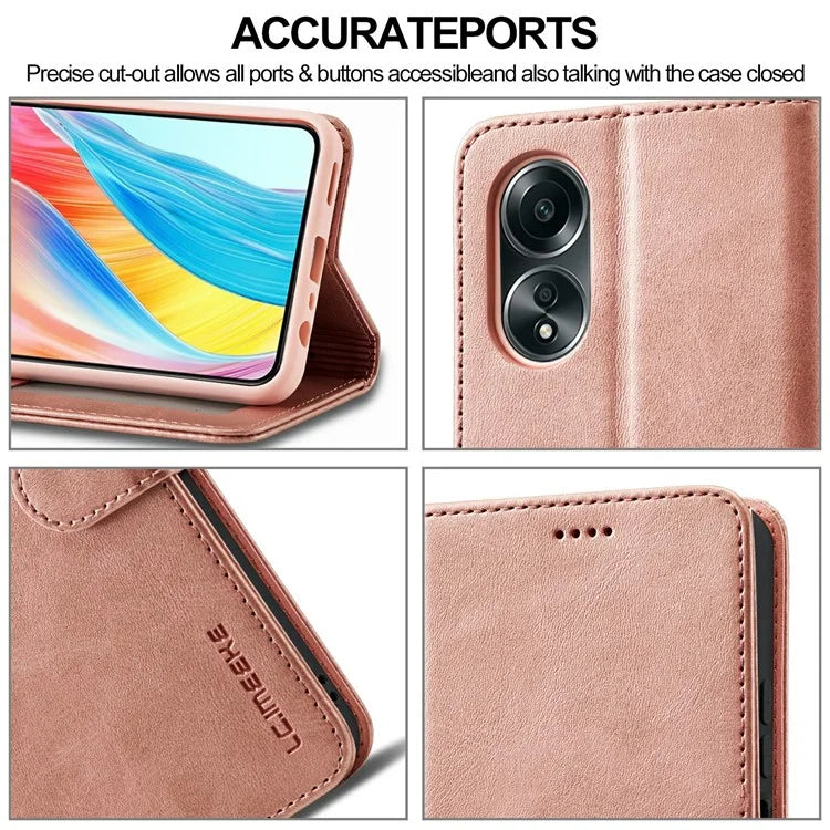 LC.IMEEKE Phone Shell for Oppo A78 4G Case PU Leather Stand Wallet Cover