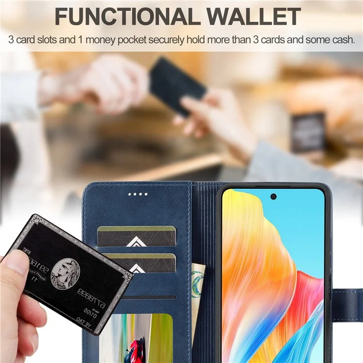 LC.IMEEKE Phone Shell for Oppo A78 4G Case PU Leather Stand Wallet Cover