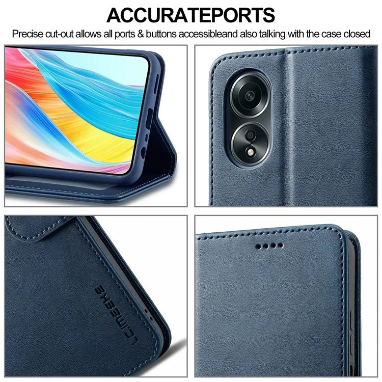 LC.IMEEKE Phone Shell for Oppo A78 4G Case PU Leather Stand Wallet Cover