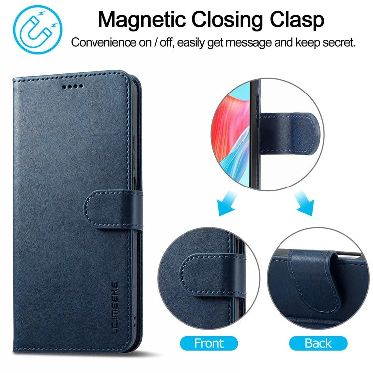 LC.IMEEKE Phone Shell for Oppo A78 4G Case PU Leather Stand Wallet Cover