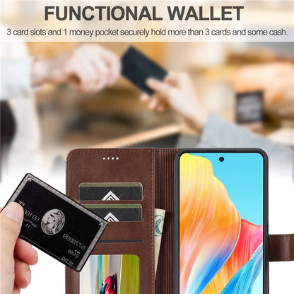 LC.IMEEKE Phone Shell for Oppo A78 4G Case PU Leather Stand Wallet Cover