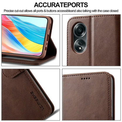 LC.IMEEKE Phone Shell for Oppo A78 4G Case PU Leather Stand Wallet Cover