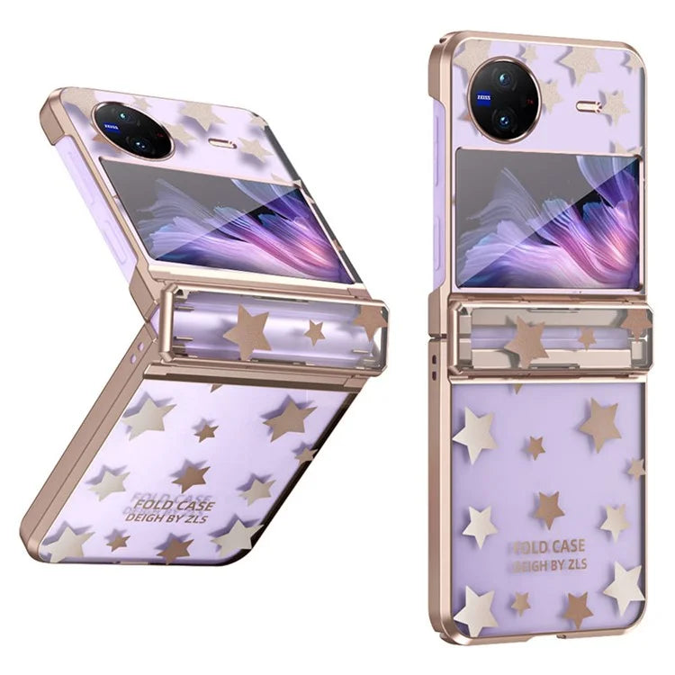 For vivo X Flip Case Stars Pattern Hard PC Electroplating Phone Cover