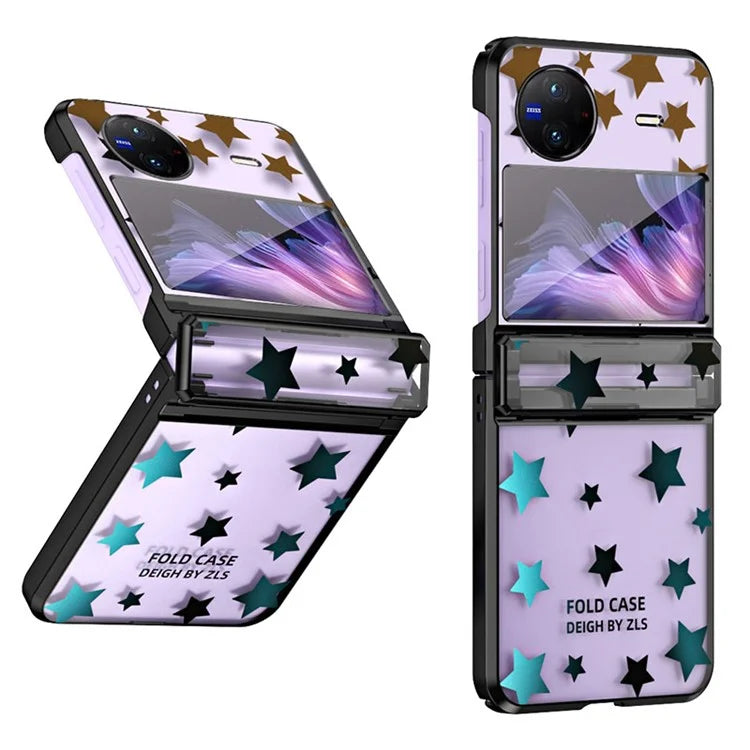 For vivo X Flip Case Stars Pattern Hard PC Electroplating Phone Cover