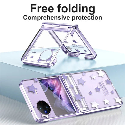 For vivo X Flip Case Stars Pattern Hard PC Electroplating Phone Cover