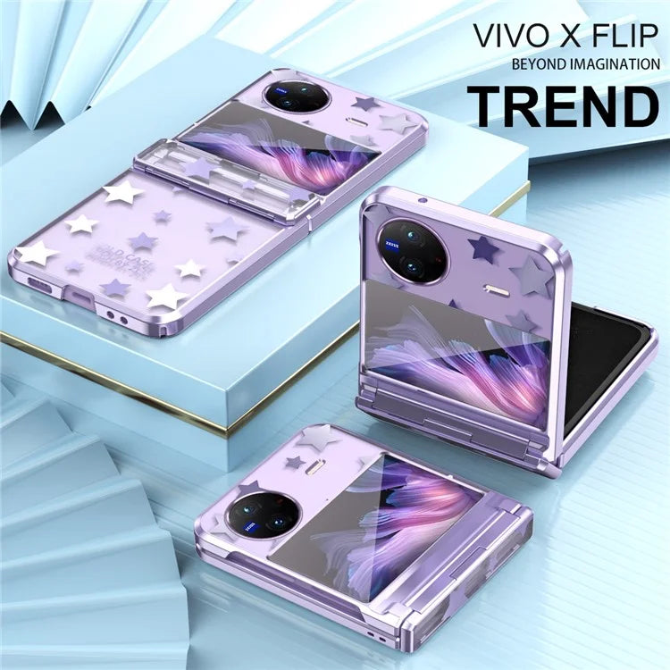 For vivo X Flip Case Stars Pattern Hard PC Electroplating Phone Cover