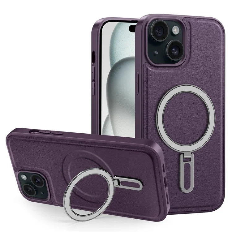 For iPhone 15 Plus Case Ring Kickstand Phone Cover Compatible with MagSafe