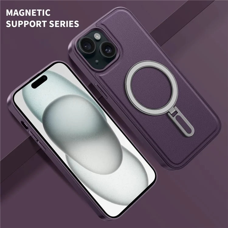 For iPhone 15 Plus Case Ring Kickstand Phone Cover Compatible with MagSafe