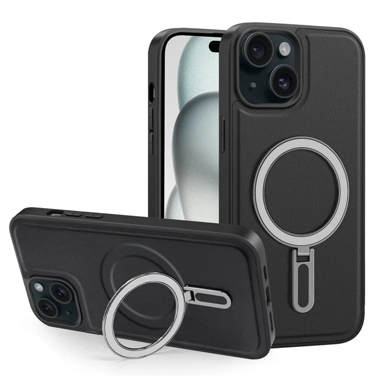 For iPhone 15 Plus Case Ring Kickstand Phone Cover Compatible with MagSafe
