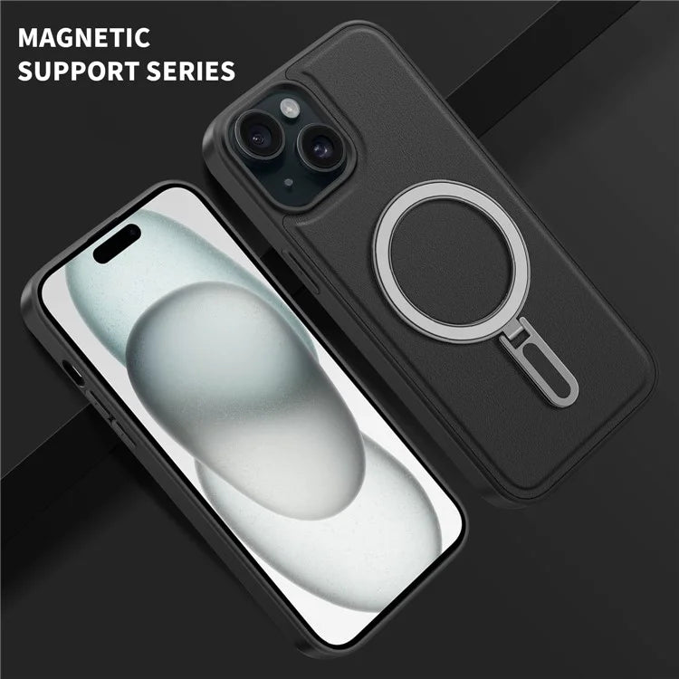 For iPhone 15 Plus Case Ring Kickstand Phone Cover Compatible with MagSafe