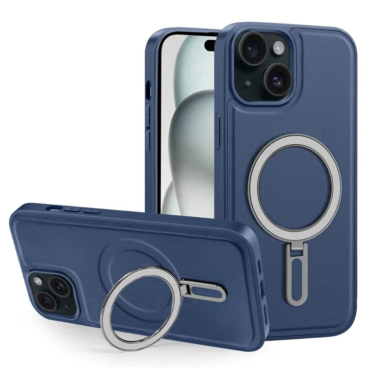 For iPhone 15 Plus Case Ring Kickstand Phone Cover Compatible with MagSafe