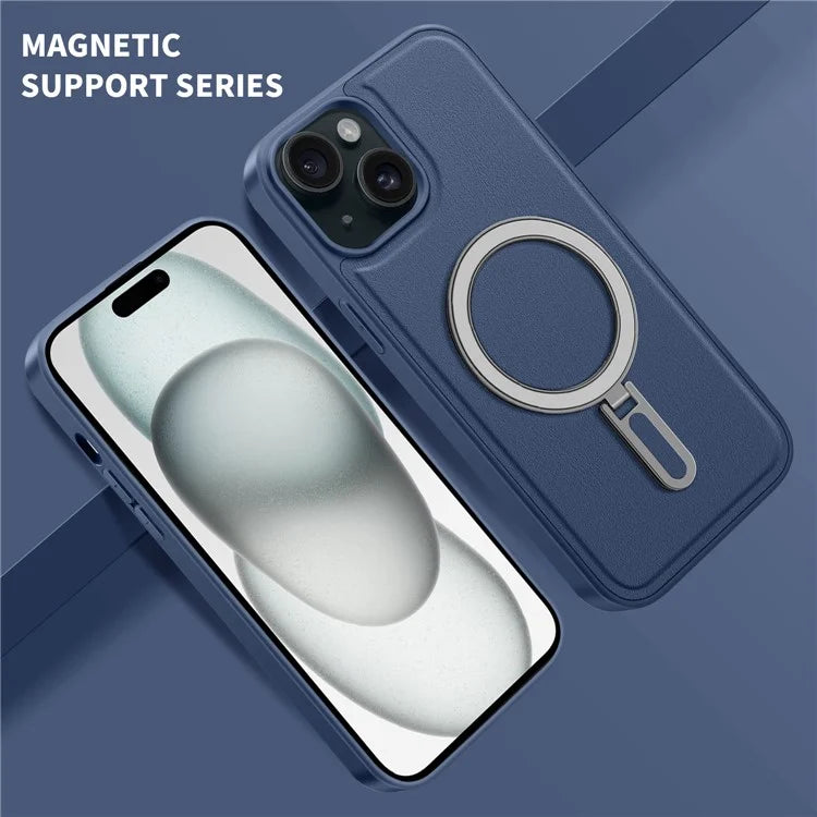 For iPhone 15 Plus Case Ring Kickstand Phone Cover Compatible with MagSafe