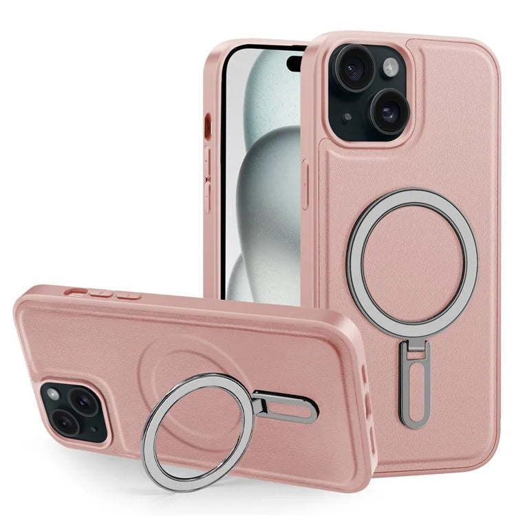 For iPhone 15 Plus Case Ring Kickstand Phone Cover Compatible with MagSafe