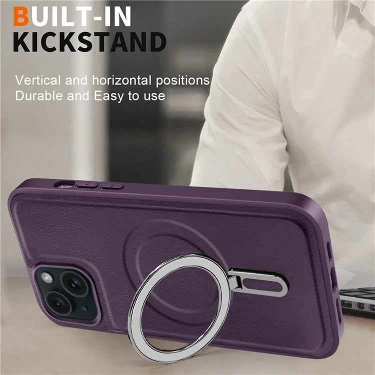 For iPhone 15 Plus Case Ring Kickstand Phone Cover Compatible with MagSafe