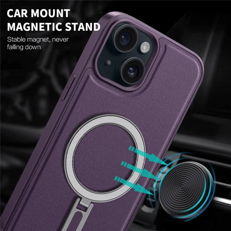 For iPhone 15 Plus Case Ring Kickstand Phone Cover Compatible with MagSafe
