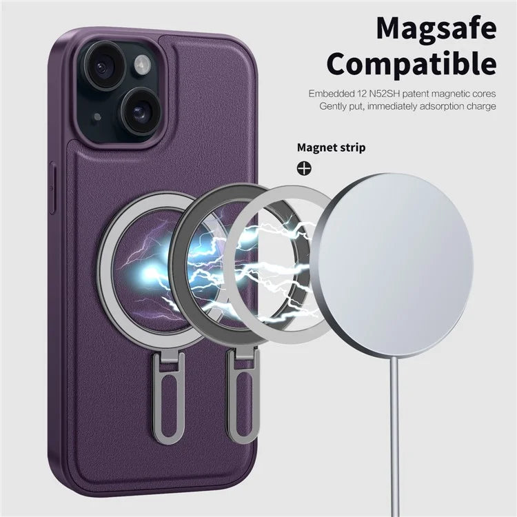 For iPhone 15 Plus Case Ring Kickstand Phone Cover Compatible with MagSafe