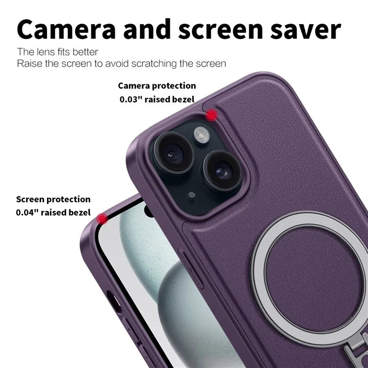 For iPhone 15 Plus Case Ring Kickstand Phone Cover Compatible with MagSafe