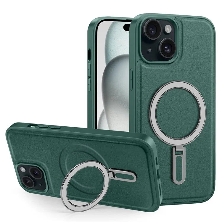 For iPhone 15 Plus Case Ring Kickstand Phone Cover Compatible with MagSafe