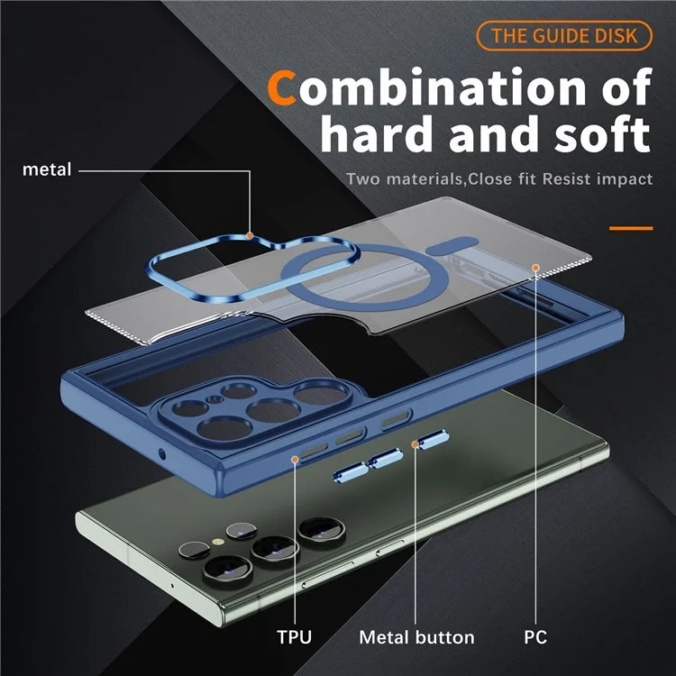 For Samsung Galaxy S23 Ultra Case Shockproof PC+TPU Compatible with MagSafe Phone Cover