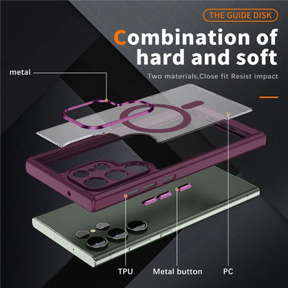 For Samsung Galaxy S23 Ultra Case Shockproof PC+TPU Compatible with MagSafe Phone Cover