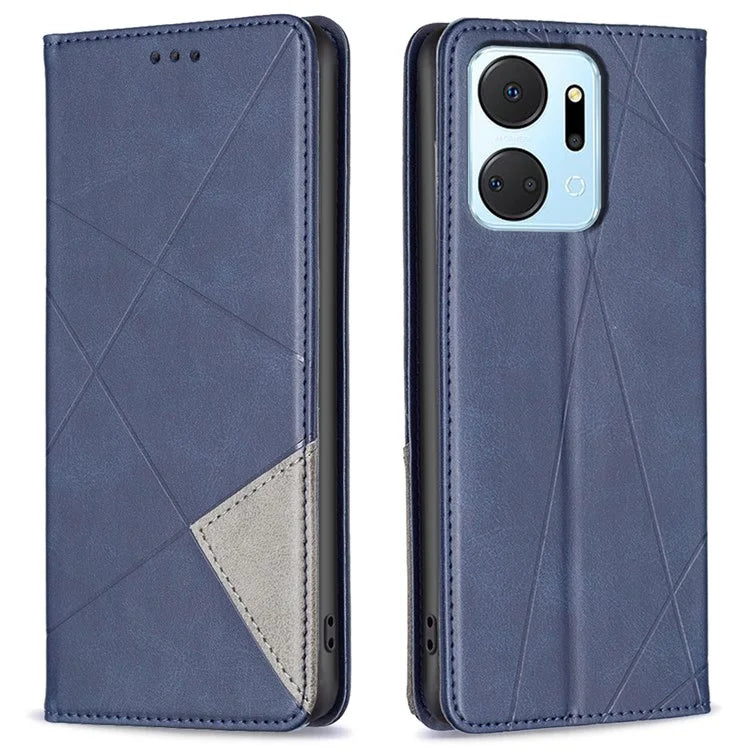 For Honor X7a 4G Case PU Leather Stand Phone Cover with Card Holder