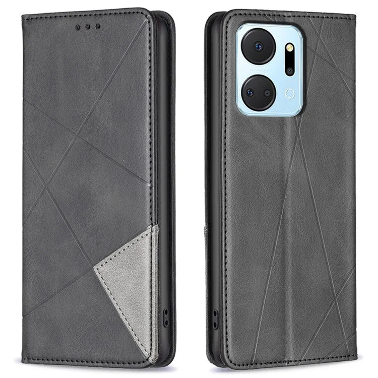 For Honor X7a 4G Case PU Leather Stand Phone Cover with Card Holder