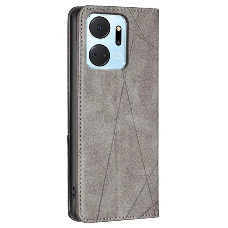 For Honor X7a 4G Case PU Leather Stand Phone Cover with Card Holder