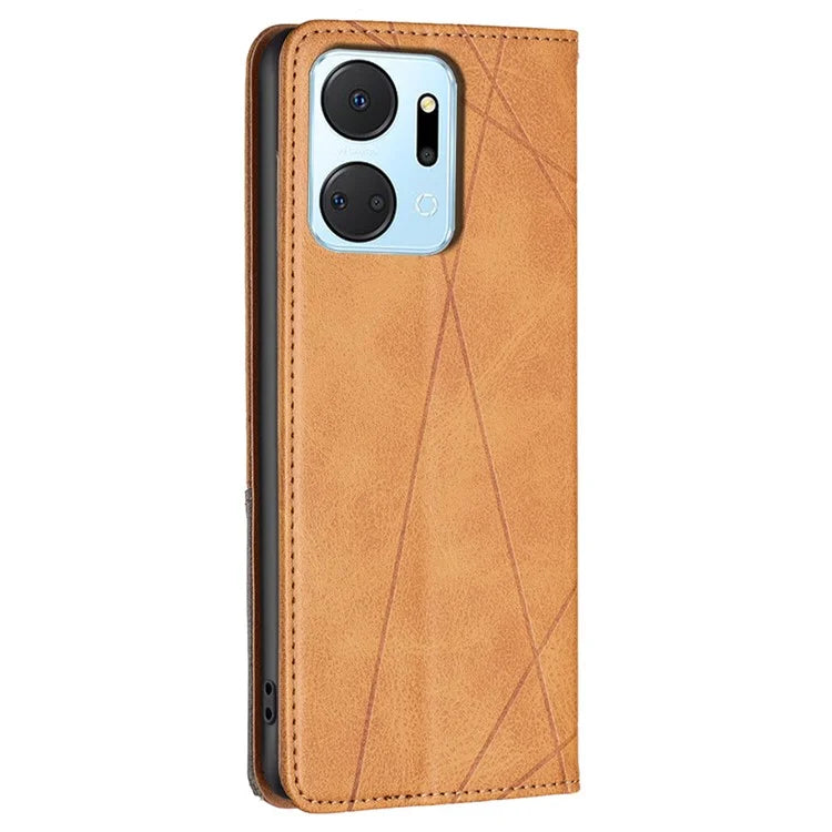 For Honor X7a 4G Case PU Leather Stand Phone Cover with Card Holder